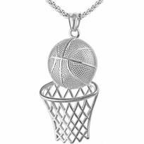 Basketball Hoop Pendant European and American Hip-hop Creative Necklace 60CM gray
