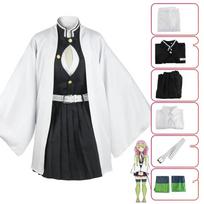 Anime Kanroji Mitsuri Cosplay Kostiumas Kimetsu No Yaiba Kostiumas Kimono Uniforma Kanroji Mitsuri Perukas Helovino Drabužiai Kids 120CM juoda
