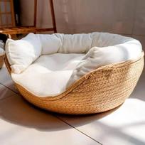 Naminių gyvūnų lovelė Minkštas katės būdelė Šunų lovos Sofa Bambuko pynimas Keturis sezonus Jaukus lizdas Krepšiai Vandeniui atsparus Nuimama pagalvėlė Miego maišas (as the picture,36cmx36cm)