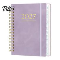 2027 m. savaitės planuoklis A5 formato spiralinis sąsiuvinis, 365 dienų kalendorius su storais lapais, rašymo dienoraštis, elastinė juostelė, 140 puslapių organizatorius darbui