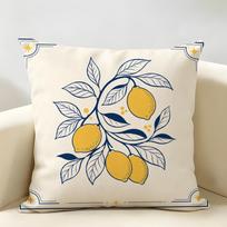 Sardine Lemon Tinned Fish Cushion Cover Durable Hypoallergenic Organic Linen Pillow Cover Short Size Washable SkinFriendly 30cmx30cm(12x12Inch) beige