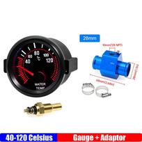 2  52mm Vandens temperatūros matuoklis 40-120℃ Vandens temperatūros matuoklis+Vandens temperatūros jungiamoji žarna Jutiklis 26-40mm Žarnos adapteris Benzininiam automobiliui 12V 28mm Blue