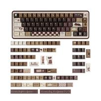 Custom Foa Programmer Coffee Theme Keycaps, PBT 5-Side Dye Sub Mixed with PC Translucent, Original Mechanical Keyboard Set black