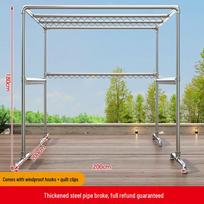 Vėjui atsparus cinkuoto plieno lauko drabužių džiovykla Thickened 6-Piece Tubing (Diameter 25) gray