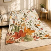 Rudens lapų vynmedžio koralinio vilnos pledas 75cm*90cm beige