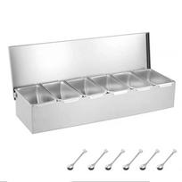 Multi Compartments Spice Storage Box 2/3/4/5/6 Grids Seasoning Storage Jar  Kitchen Supplies 6 Grids