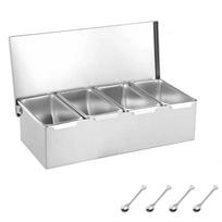 Multi Compartments Spice Storage Box 2/3/4/5/6 Grids Seasoning Storage Jar  Kitchen Supplies 4 Grids gray