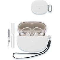 Case for SHOKZ OpenDots ONE Open Earphones, WUNIAK Soft Silicone Protective Portable Scratch Shock Resistant Shell with Cleaner Kit & Carabiner & OpenFit Pro balta