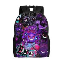Individualus „Pokemon“ stiliaus Gengar kelioninis kuprinė moterims vyrams mokyklos kompiuterio krepšys knygoms Piktasis demonas studento dienos krepšys One Size black
