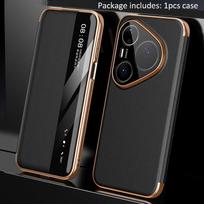 Originalus natūralios odos plonas atverčiamas dėklas Huawei Pura 90 Pro Max / Pura 80 Pro, su langeliu, išmanusis knygos tipo dėklas Camera No Glass&For Pura 80 Pro