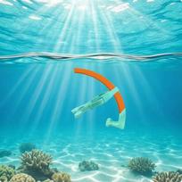 Swim Training Snorkel Adjustable Swimming with Head Strap Curved Breathing Tube for Kid_Orange-blue