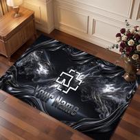 Rammstein Personalized Crystal Velvet Carpet, Customized Name Text Soft Anti‑Slip Rug for Living Room Bedroom 50cmx80cm black