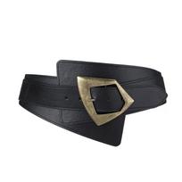 Madingas elastinis juosmuo Moteriškas dekoratyvinis retro diržas su suknelės, palto, megztinio, marškinių plačiu diržu 1 black