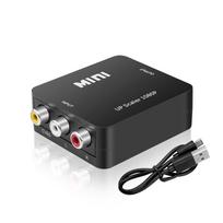 AV/RCA CVBS į HDMI suderinamas adapteris 1080P vaizdo keitiklis Mini AV2HDMI suderinamas adapterio keitiklio dėžutė HDTV projektoriui juoda