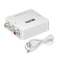 AV/RCA CVBS į HDMI suderinamas adapteris 1080P vaizdo keitiklis Mini AV2HDMI suderinamas adapterio keitiklio dėžutė HDTV projektoriui balta