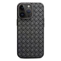 Prabangus itin plonas, kvėpuojantis silikoninis audimo tinklelio TPU telefono dėklas, skirtas „iPhone 14 13 12 Pro Max“ dangteliui, pintas tinklelis, minkštas pagrindas For iPhone 14 juoda