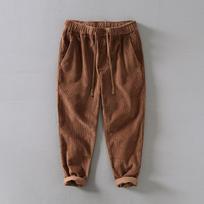 Rudens ir žiemos vyriškos kelnės Retro stiliaus velvetas Baggy kelnės Vienspalvės raištelės elastinės juosmens ilgos kelnės Kasdieninės vyriškos kelnės 4XL kava