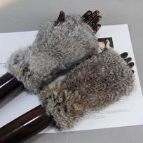 Žieminės tikro kailio pirštinės moterims lauke šiltos 100% tikro rekso triušio kailio pirštinės megztos storos natūralios minkštos rekso triušio kailio kumštinės pirštinės 20CM gray