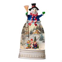 Kalėdinis sniego gaublys žibintas stalo puošmena apšviestas muzikinis muzikos dėžutė skirtas Snowman beige