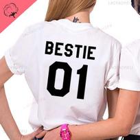 Geriausios draugės 01 Marškinėliai Geriausių draugų T-shirt'ai 2 draugėms BFF Marškinėliai Derantys draugams Medvilniniai marškinėliai Šventinė dovana Madingi moteriški drabužiai Raidės Viršus S black