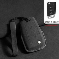 Suede Automobilio Raktų Dėklas Dangtelis Raktų Pakabukas VW Volkswagen Golf 7 MK7 Tiguan MK2 for Ateca Leon FR Ibiza Skoda Octavia Kodiaq black