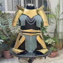 Valkyrie Golden Armor Set  Medieval Lady Warrior Chainmail Costume for LARP, Cosplay Reenactments beige
