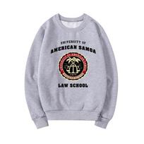 Amerikos Samoa universiteto teisės fakulteto unisex apvalios apykaklės džemperis su gobtuvu Grafinis gatvės stiliaus viršutinis drabužis moterims M pilka spalva