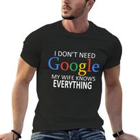 Man nereikia Google, mano žmona žino viską! Juokingas vyras tėtis jaunikis T-shirt grafiniai marškinėliai individualus t-shirt juokingi t-shirt vyrams S black