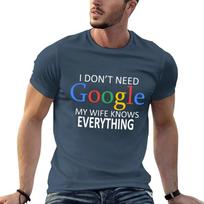Man nereikia Google, mano žmona žino viską! Juokingas vyras tėtis jaunikis T-shirt grafiniai marškinėliai individualus t-shirt juokingi t-shirt vyrams L black