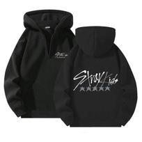 Vyriški Moteriški Džemperiai StrayKids Kombinuotas Spausdintas Užtrauktuku Megztinis Naujas Užtrauktuku Užsegamas Džemperis Vyriškas ir Moteriškas To paties Stiliaus Džemperis M black