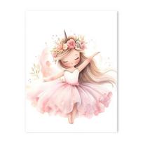Rožinė Balerina Mergaitė Vienaragis Drugelis Plakatas Vaikų Kambario Dekoratyviniai Drobės Plakatai Darželio Sienų Menas Plakatas Kūdikio Miegamojo Dekoras 30X40cm Unframed