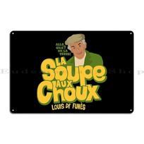 Vintažinis Choux sriuba Kopūstų sriuba 1981 Louis De Funes Komedija Metalinė lentelė Plakatas Garažas Individualus skardinis ženklas Plakatas 30x40cm(11.8x15.7inch) yellow