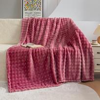 High-Density Rabbit Flannel Blanket - Air Conditioner Sofa Cover, Casual Coral Fleece Gift Blanket 70x100 CM pink