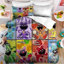 3D Spausdintas Smilings Critters Animacinis Patalynės Komplektas Dvigulis Twin King Antklodės Užvalkalas Užvalkalas Pagalvėms Berniukams Mergaitėms Suaugusiems Miegamasis 70x133cm black
