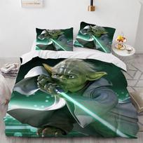 Animaciniai Yoda patalynės komplektai Anime filmai Antklodžių užvalkalų komplektai Antklodės užvalkalas Pagalvės užvalkalas Kawaii Vaikams Berniukams Gimtadienio dovanos AU Single(140*210cm)3pcs