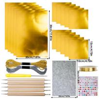 New Gold Foil Transfer Sheets Metal Embossing Art Kit Silver Gold Shimmer Shiny Embossing Engraving Painting Kit Decor Crafting auksas