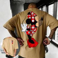 2026 m. vasara Disney mielas Mikės Pūkuotuko spaudinys T-shirt 100% grynos medvilnės trumpomis rankovėmis kasdienis laisvas kvėpuojantis viršutinis drabužis Unisex 3XL brown