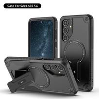 Šarvuotas magnetinis telefono dėklas, skirtas Samsung Galaxy A55 A16 A35 A25 A05 A54 5G, su Magsafe belaidžio įkrovimo funkcija, atramėle ir apsauga nuo smūgių For Galaxy A25 5G juoda