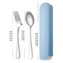 Stainless Steel Portable Cutlery Set: Knife, Fork, Spoon, Chopsticks in Gift Box for Travel and Outdoor Use white