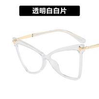 New Cat Eye Glasses Women Anti Blue Light Stylish Butterfly Flat Mirror Trendy Large Frame Eyeglass Luxury Design Eyewear Quality