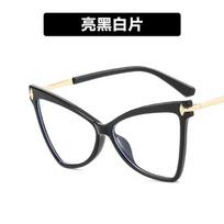 New Cat Eye Glasses Women Anti Blue Light Stylish Butterfly Flat Mirror Trendy Large Frame Eyeglass Luxury Design Eyewear Quality black