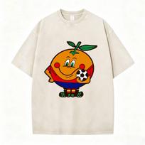 Naranjito Ispanija Ispanija Talismanas Futbolas Vintažiniai skalbti marškinėliai Vyrai Moterys Drabužiai Mada Trumpomis rankovėmis T-shirt Gatvės stilius L white