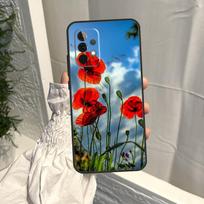 aguonos gėlės dėklas, skirtas Samsung Galaxy A16 A36 A56 A06 A13 A53 A33 A23 A55 A35 A17 A54 A34 A14 A52 A32 A15 For Samsung A25 white