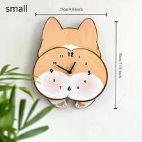 Cartoon Dog Corgi Creative Swing Clock Home Living Room Bedroom Decorative Clock Cute Silent Wall Clock black
