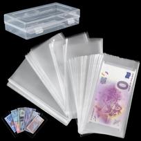 100 VNT. Valiutos dėklai - Skaidrus dolerių laikiklis su laikymo dėžute Banknotų apsauga popieriniams pinigams, banknotams, pašto ženklų kolekcijai 17.3×8.3cm/6.8×3.3in
