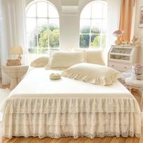Nėriniuota lovos sijoninė ir čiužinio apsauga - Apsauganti nuo dulkių patalynės dovana, Vieno gabalo užvalkalas 48*74cm Pillowcases (Pair) beige