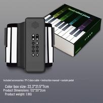 88 klavišų sulankstomas silikoninis MIDI pianinas - Nešiojama elektroninė klaviatūra suaugusiems ir pradedantiesiems gray