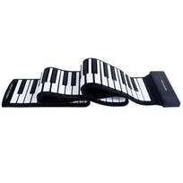 88 klavišų sulankstomas silikoninis MIDI pianinas - Nešiojama elektroninė klaviatūra suaugusiems ir pradedantiesiems black