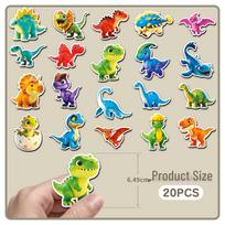 20-Piece 3D Dinosaur Cartoon Magnets Set: Cute Waterproof Fridge Stickers Featuring Tyrannosaurus and Pterodactyl Designs blue