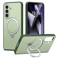 Suderinamas su Samsung A57 Tiancai Fulcrum magnetiniu stovu telefono dėklas, A37 matinė A17 smūgiams atspari A56 apsauginė dėžutė S23FE žalia